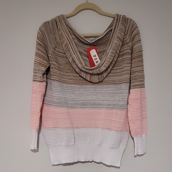 🤩4/$25 Lightweight Block Knit Long Sleeve Sweater Hoodie - Picture 4 of 10